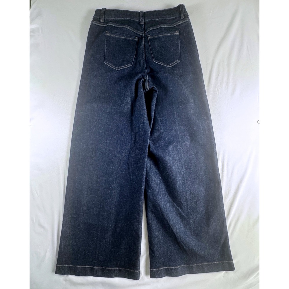 Spanx Wide Leg Denim Women Large Raw Indigo High Rise Shaping‎ Jeans 20547R NEW - Picture 4 of 10